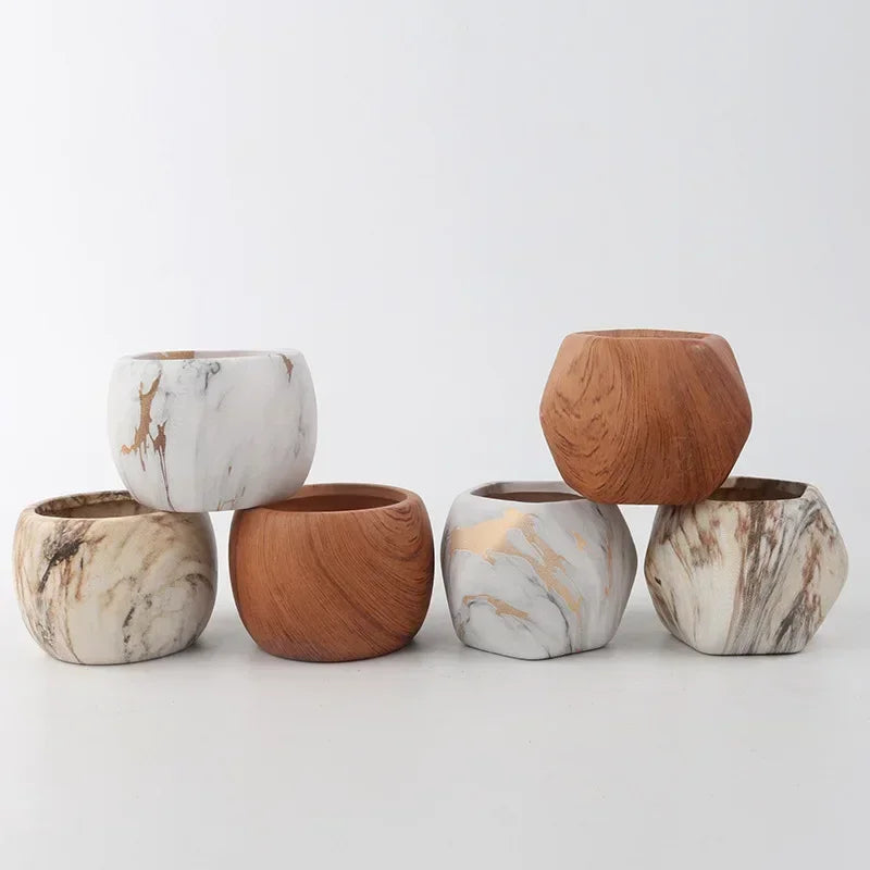Ceramic Water Transfer Succulent Flower Pots for Home Office Decor