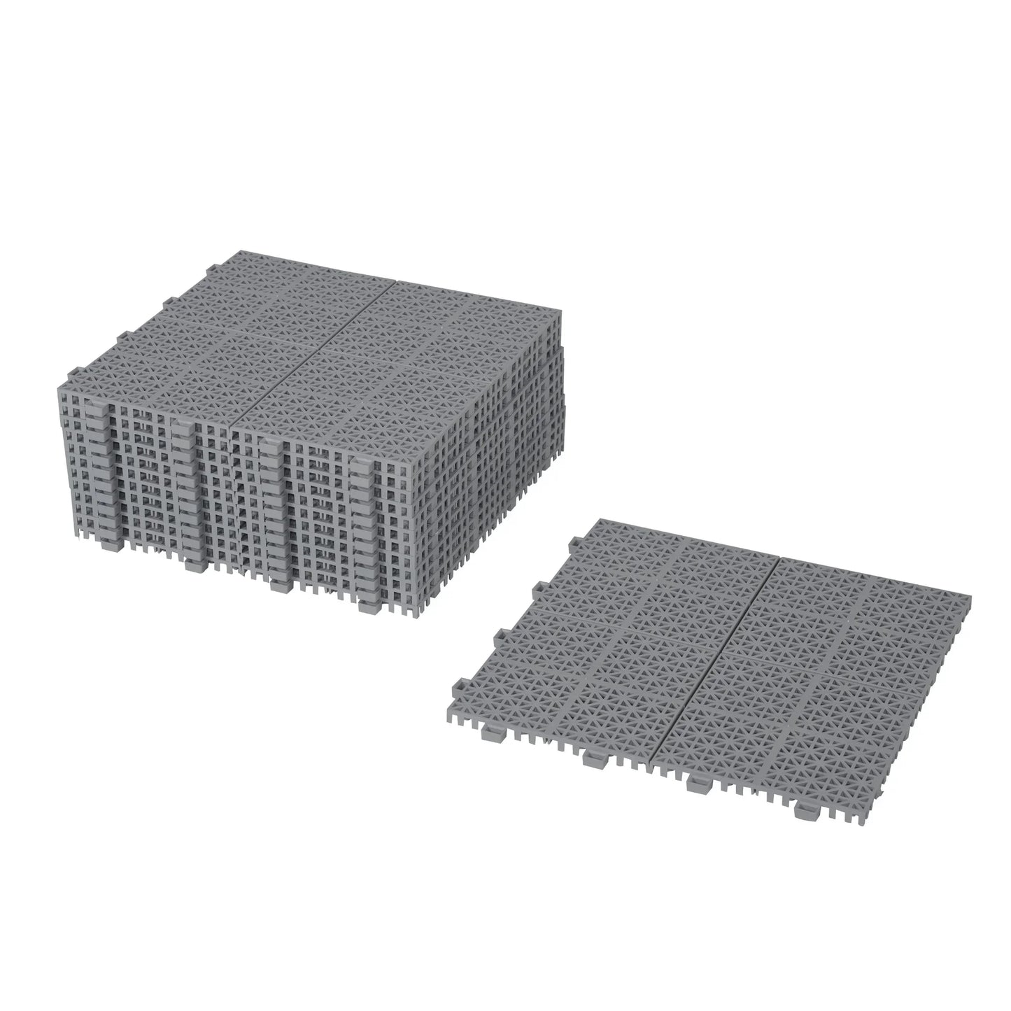 12 x 12 Inch Gray Interlocking Deck Tiles Plastic Waterproof Outdoor All Weather Anti-slip Bathroom