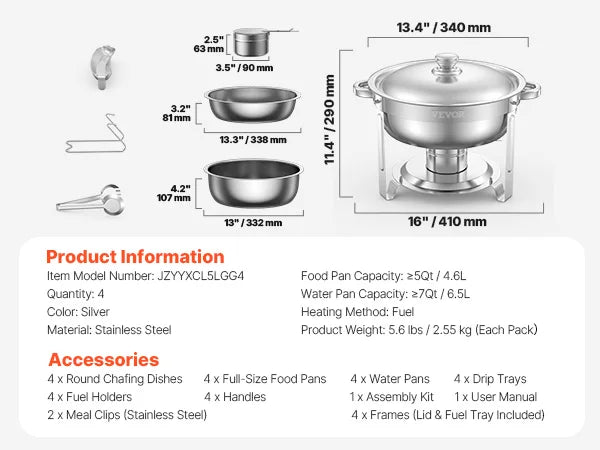 VEVOR Chafing Dish Buffet Set Stainless Steel Warmer