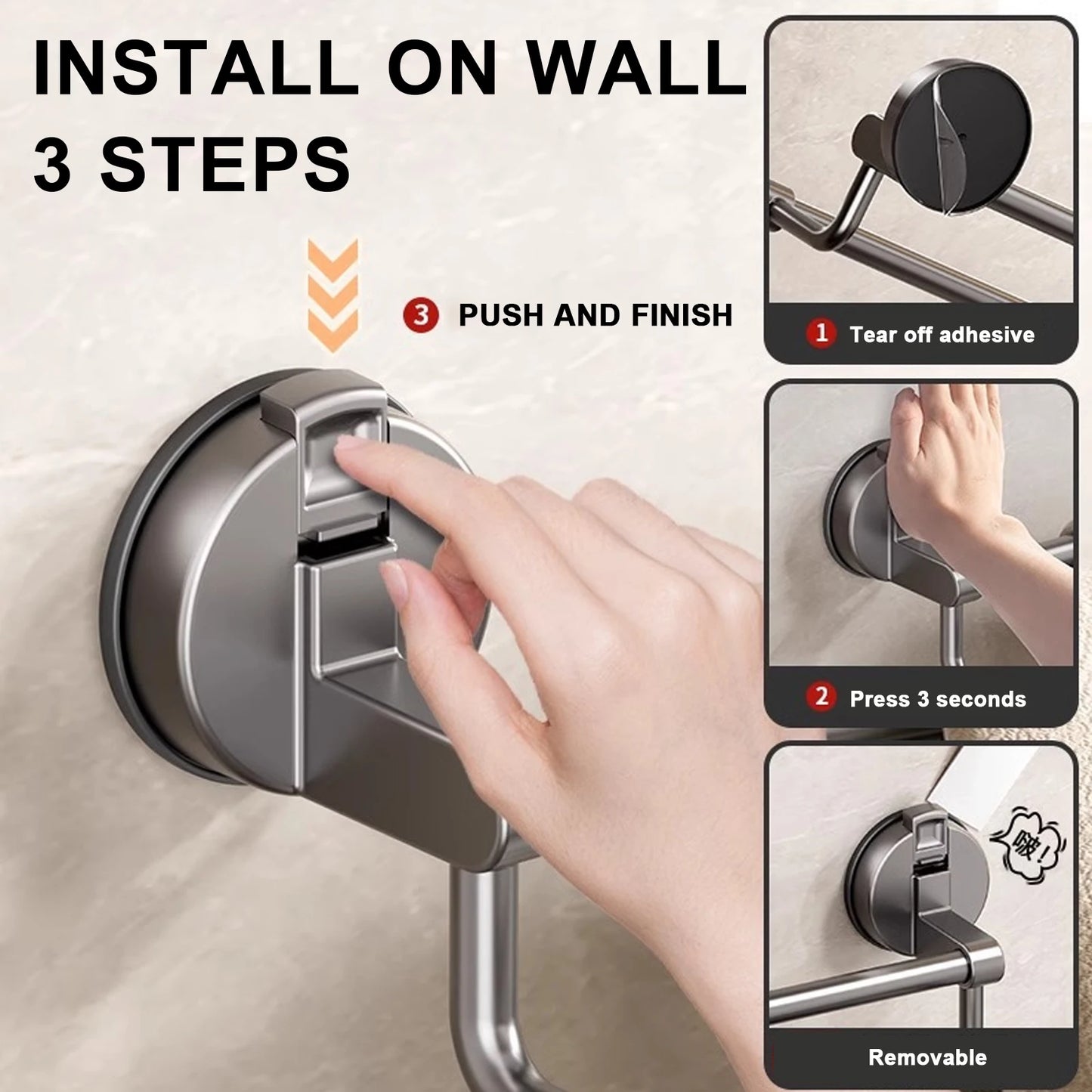 RUITHOE Suction Cup Towel Rack Wall Mount Double Bar