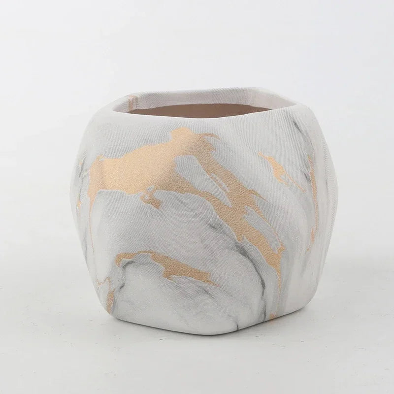 Ceramic Water Transfer Succulent Flower Pots for Home Office Decor
