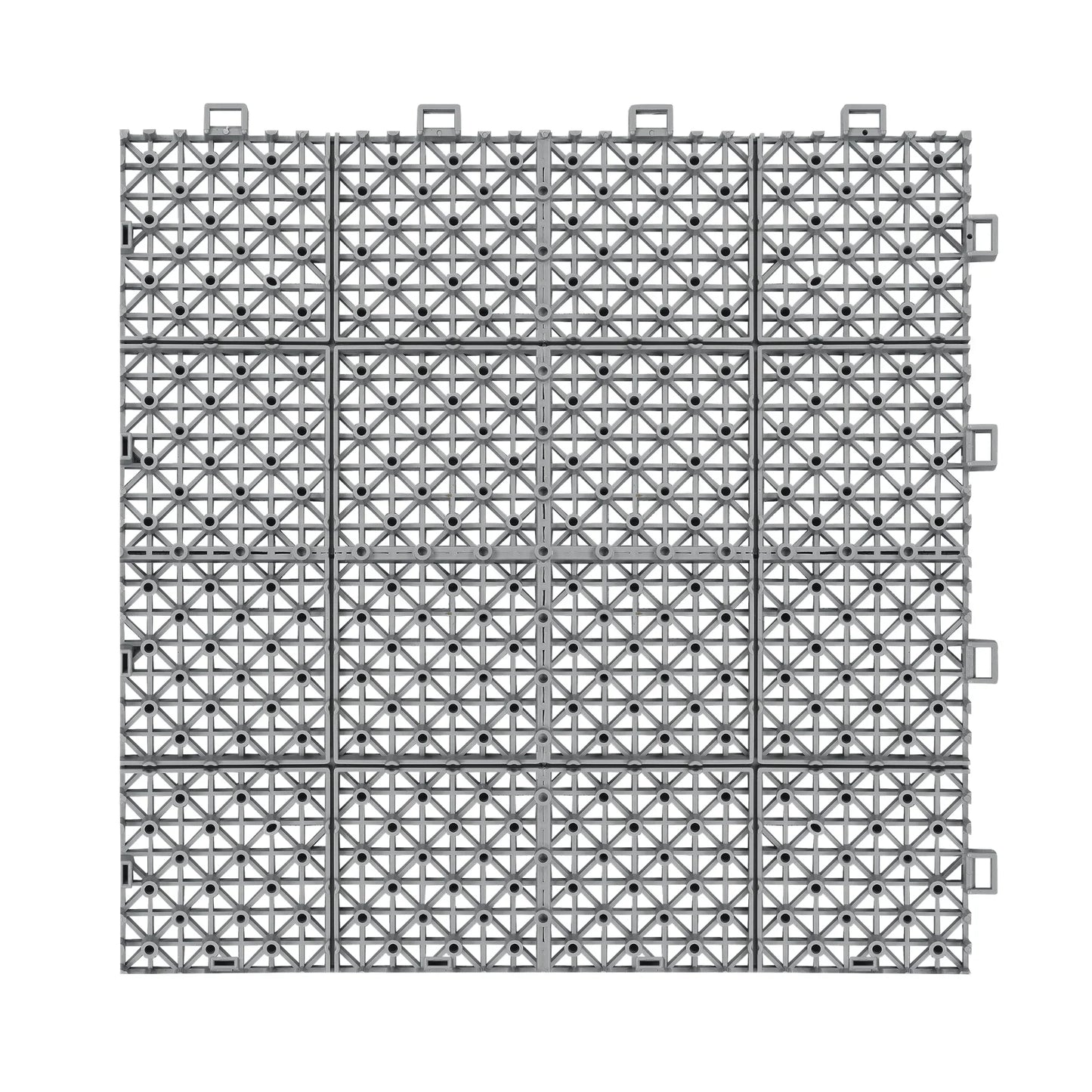 12 x 12 Inch Gray Interlocking Deck Tiles Plastic Waterproof Outdoor All Weather Anti-slip Bathroom