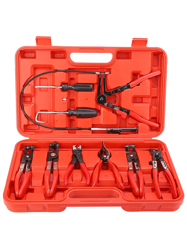 Flexible Hose Clamp Clip Plier Set Swivel Jaw Flat Angled Band Automotive Tools Hose Clamp Clip Plier Set Hose Clamp Pliers