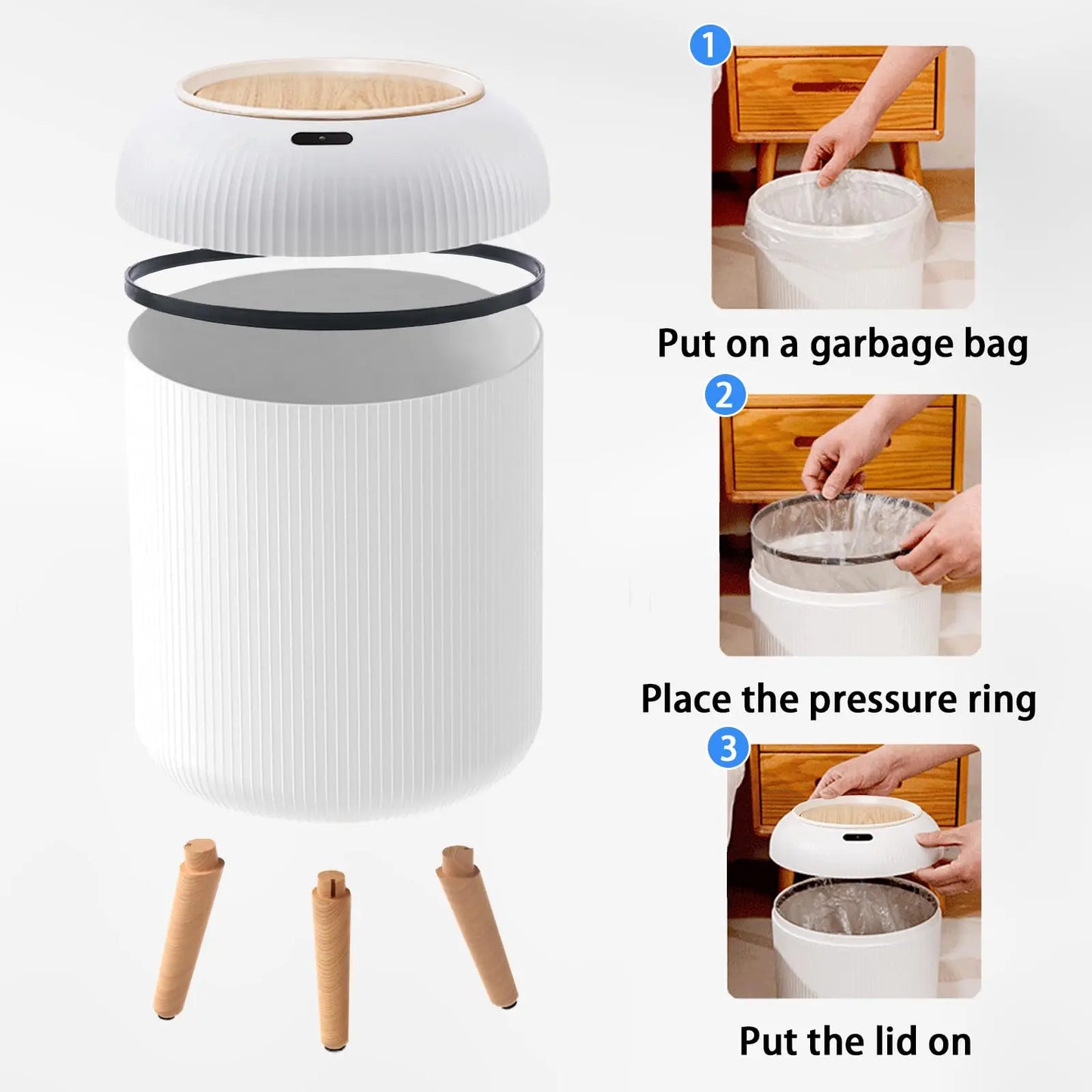 NONECN Automatic Motion Sensor Trash Can With Lid Plastic