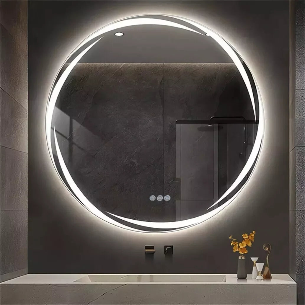 LUVODIC Circle Illuminated Backlit Bathroom Mirror LED Anti Fog