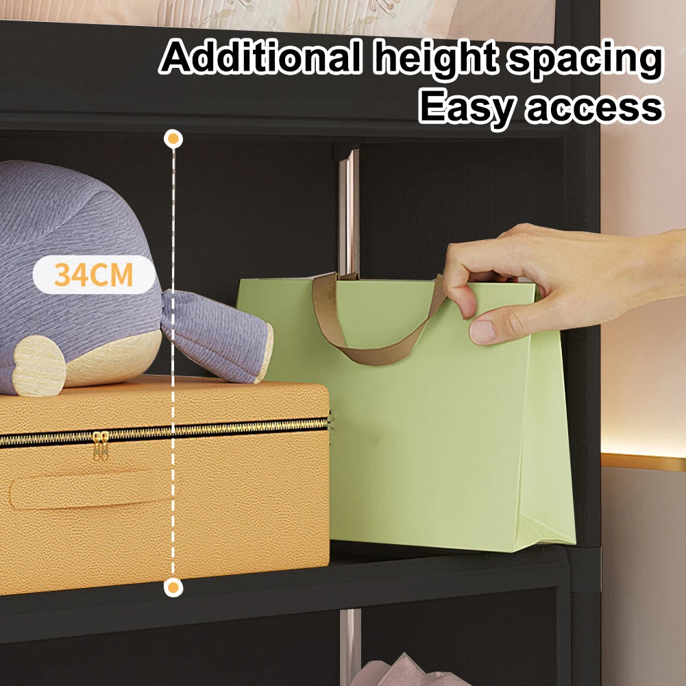 Portable Closet Wardrobe with Lid Closet Organizer Dustproof Clothes Storage Organizer Multi-layer Storage Rack for Home Bedroom