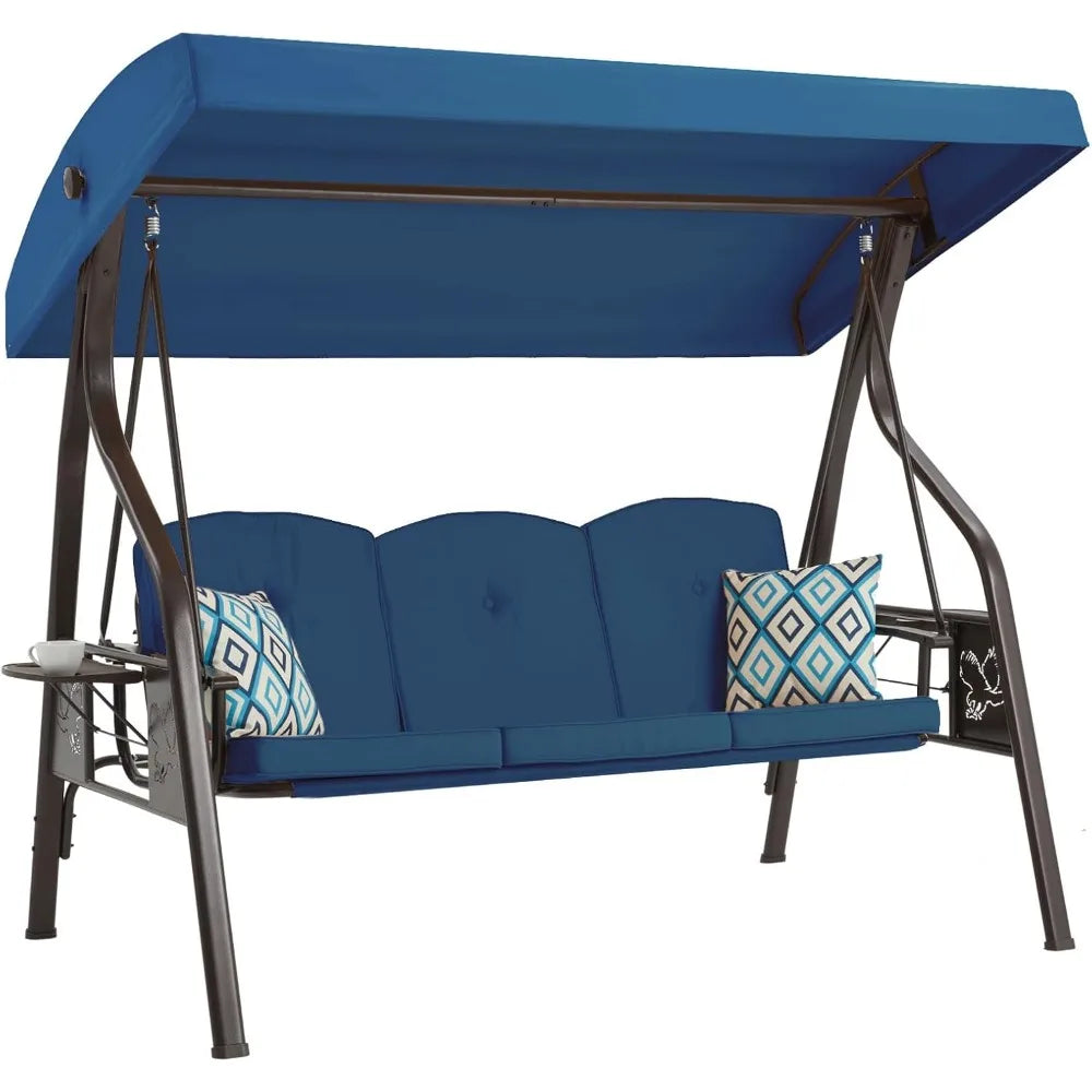 DAFIFY 3 Seat Outdoor Swing With Canopy Stand And Pillow