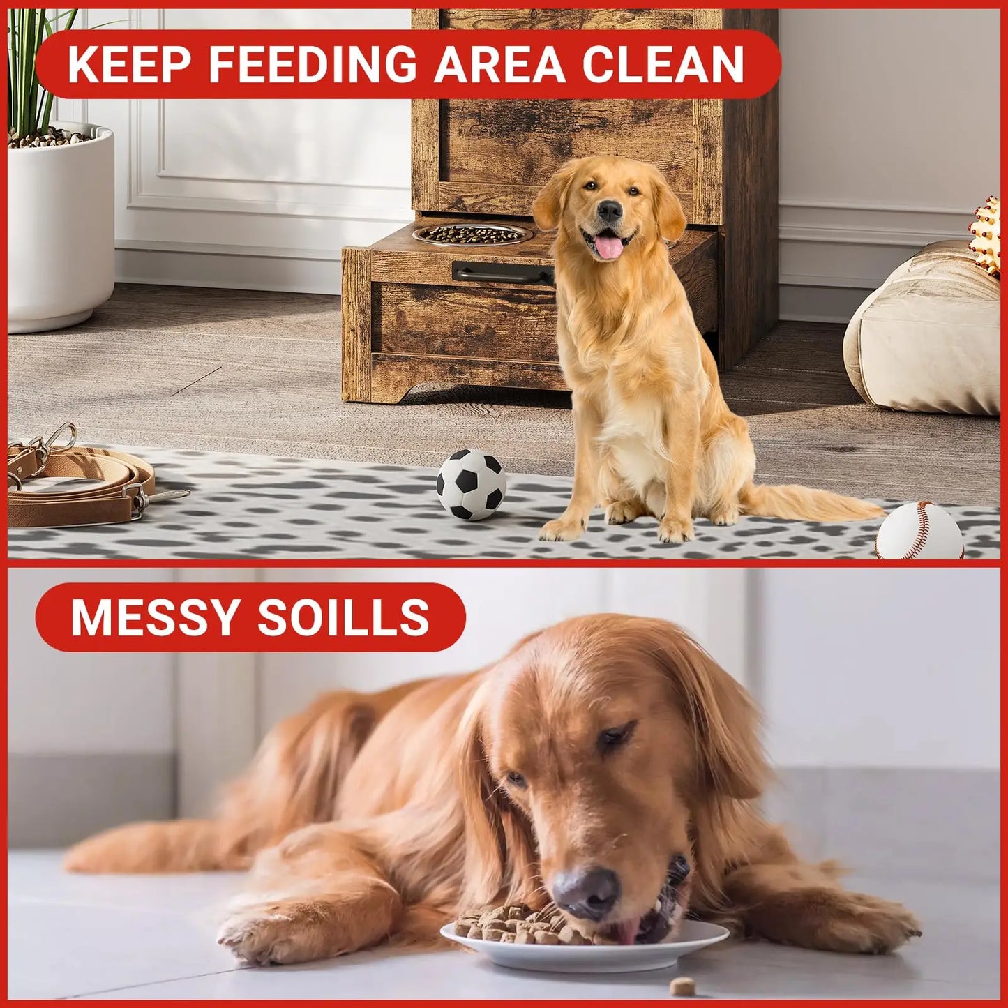 HiMISS Dog Food Storage Cabinet Flip Top Side Leash Hooks