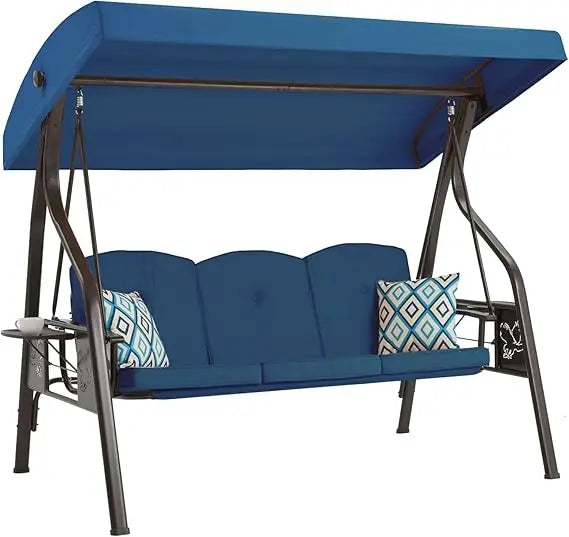 DAFIFY 3 Seat Outdoor Swing With Canopy Stand And Pillow