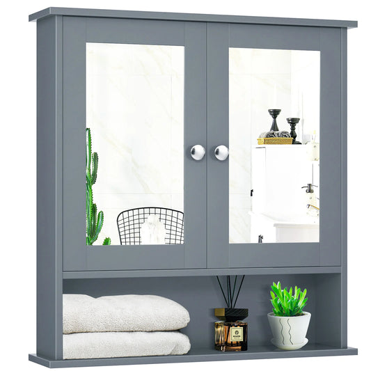 HOMASIS Wall Mount Mirror Cabinet Organizer Bathroom