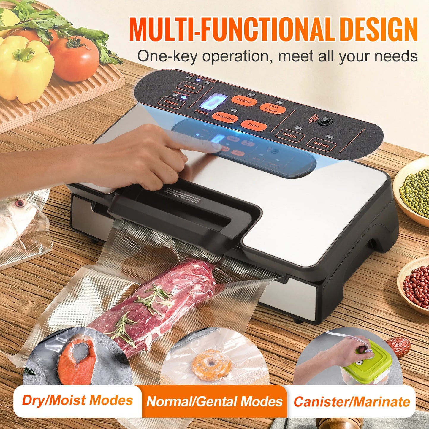 SucceBuy 90KPa 130W Vacuum Sealer For Home Kitchen With Bags