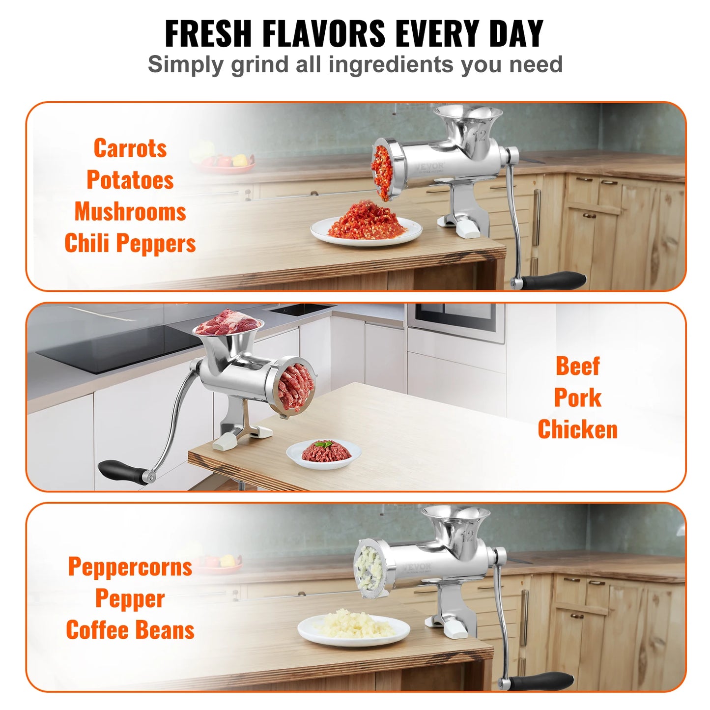 SucceBuy Manual Meat Grinder 304 Stainless Steel Table Clamp