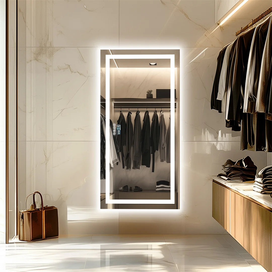 LUVODI Illuminated Bluetooth Bathroom Mirror With Defog And Speaker