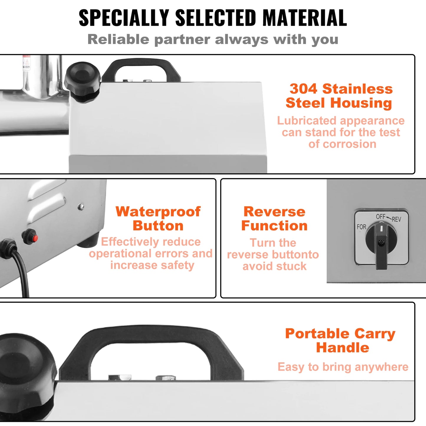 SucceBuy Electric Meat Grinder Food Processors Sausage Maker Filler Mincer Stuffer Stainless Steel with 2 Blades for Kitchen