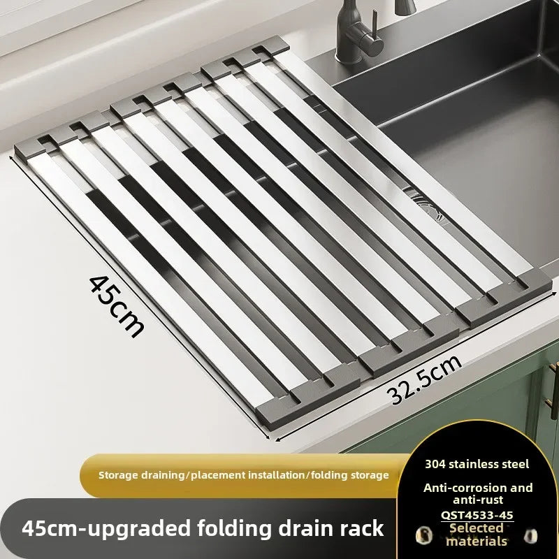 Dutrieux Stainless Steel Kitchen Sink Drain Rack Foldable