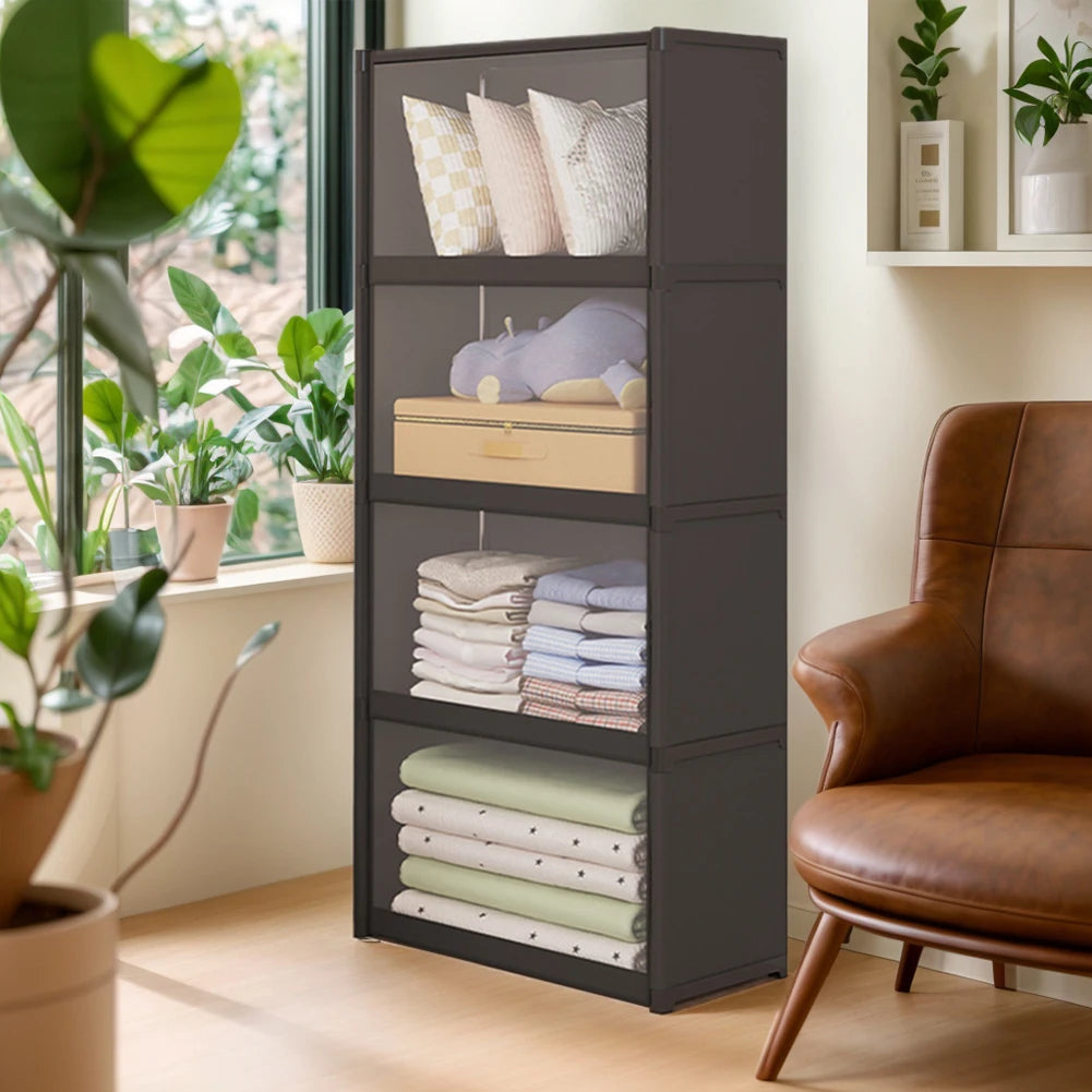 Portable Closet Wardrobe with Lid Closet Organizer Dustproof Clothes Storage Organizer Multi-layer Storage Rack for Home Bedroom