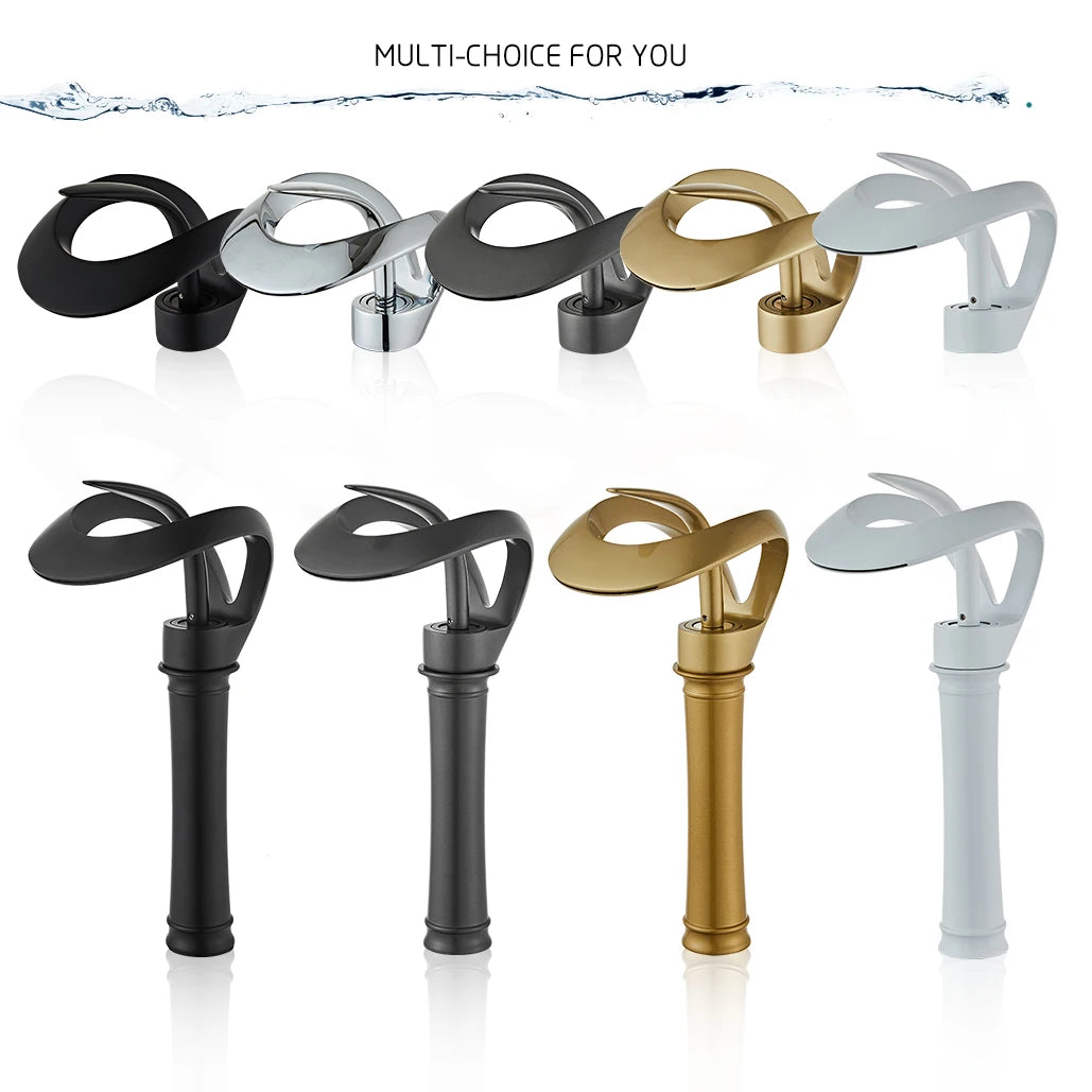 Bakala Brass Waterfall Basin Faucet Deck Mounted Hot And Cold
