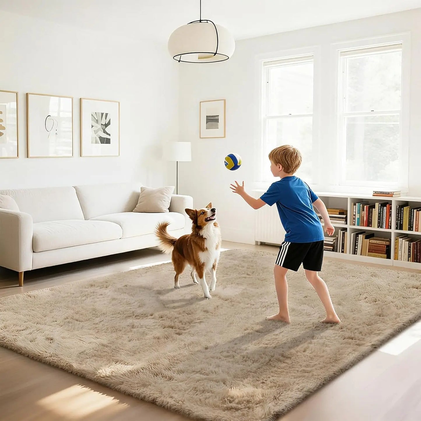 Fluffy Shaggy Area Rug Anti-Skid Soft Carpet for Living Room