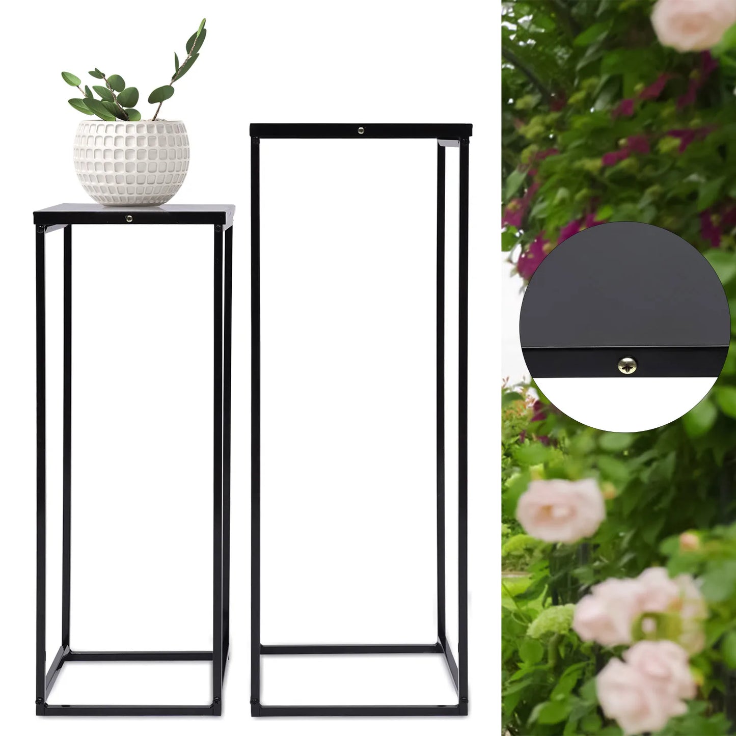 Metal Plant Stand Set Of 2 Indoor Outdoor Flower Rack