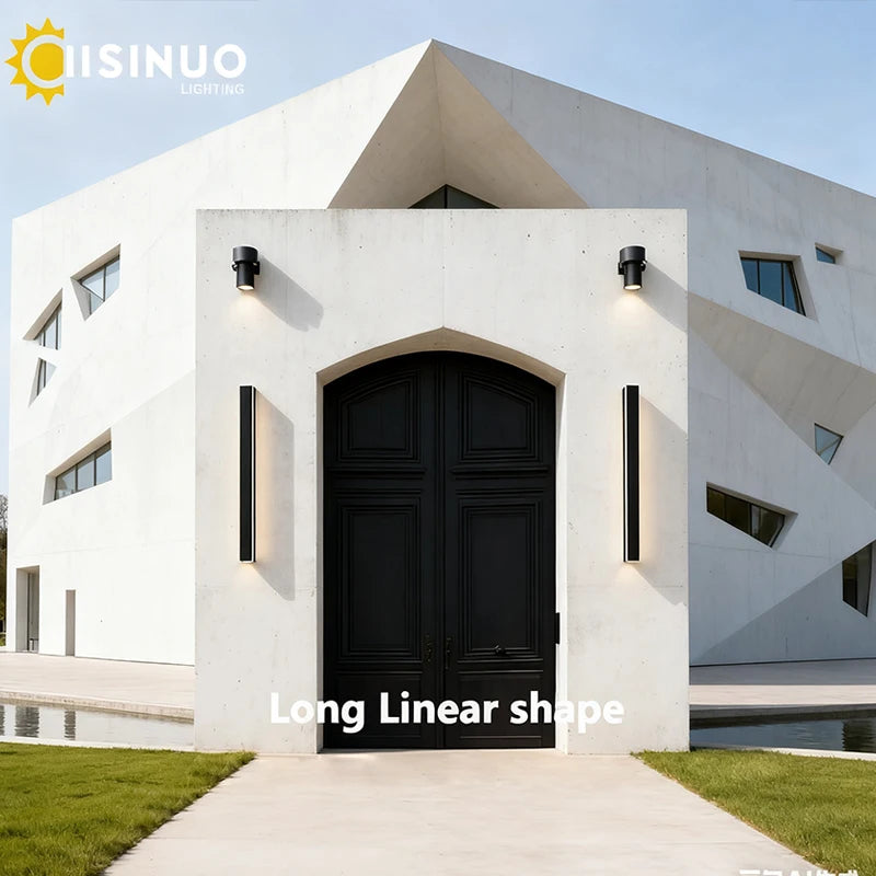 IISINUO Waterproof Outdoor Wall Lamp LED Linear Lighting IP65 Aluminum Sconces
