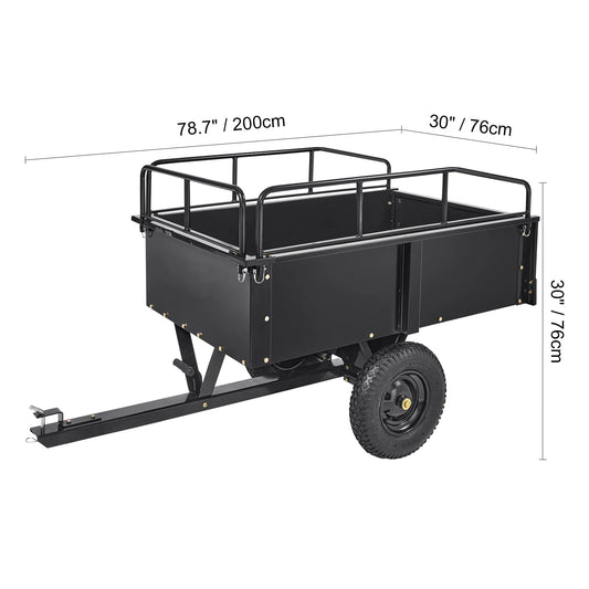 VEVOR Heavy Duty Steel ATV Dump Trailer Cart Removable Sides