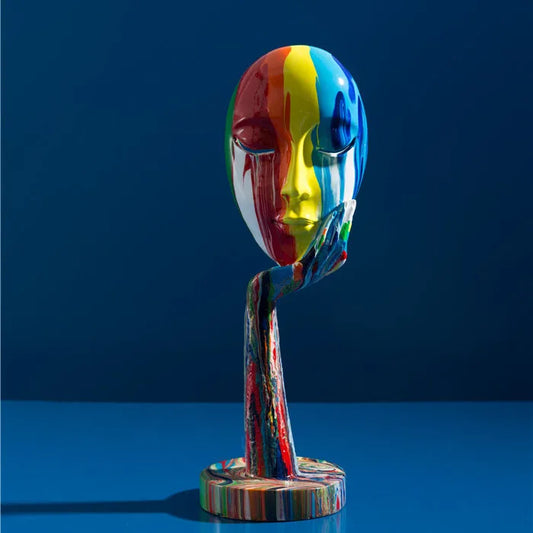 Modern Creative Painted Colorful Abstract Mask Decoration for Home Wine Cabinet Office Desktop Crafts